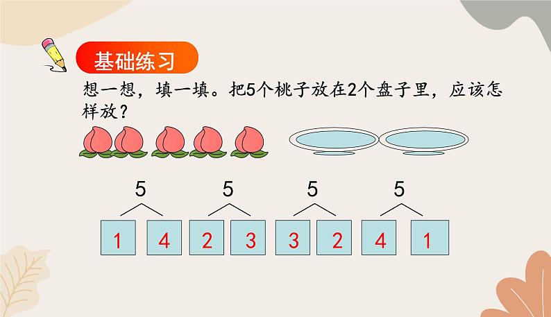 人教版(2024秋)数学一年级上册 第一单元 5以内数的认识和加、减法课时四 分与合练习课课件第8页