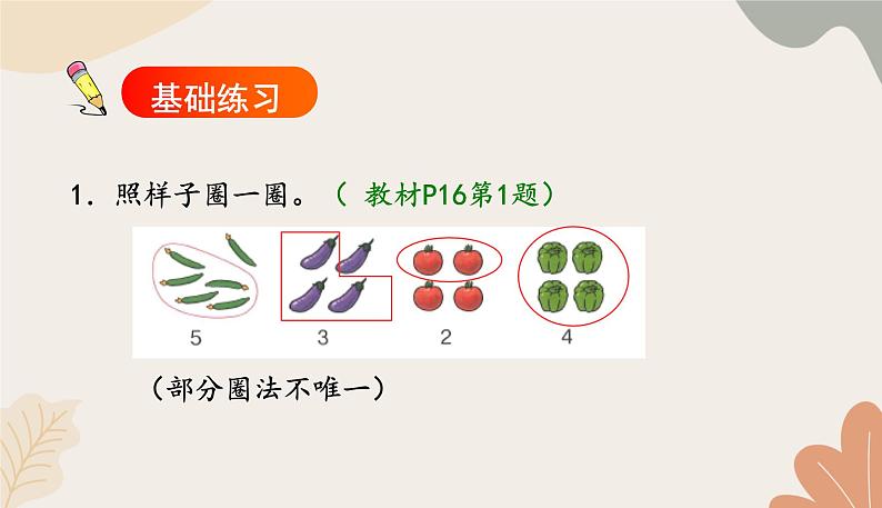 人教版(2024秋)数学一年级上册 第一单元 5以内数的认识和加、减法课时一 1~5的认识练习课课件第3页
