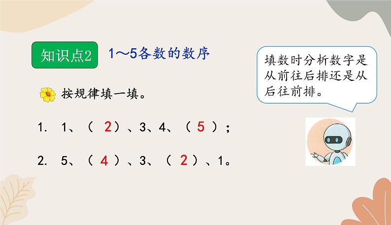人教版(2024秋)数学一年级上册 第一单元 5以内数的认识和加、减法课时一 1~5的认识练习课课件第5页