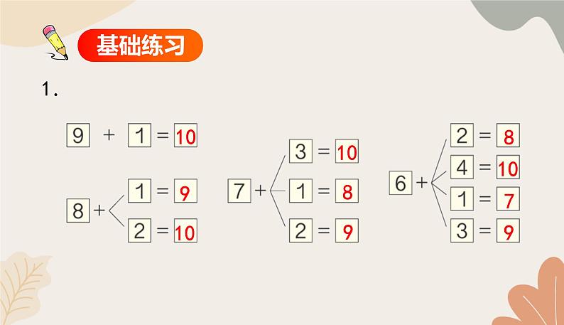 人教版(2024秋)数学一年级上册 第二单元 6~10的认识和加、减法课时二 10的加、减法练习课课件第4页