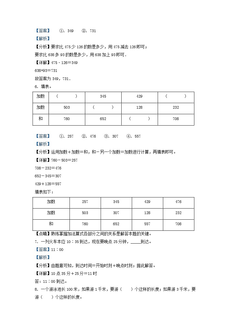 2019-2020学年吉林省通化市辉南县小学三年级上册数学期中试题及答案第3页
