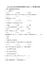 山东省青岛市黄岛区2024-2025学年六年级上学期期中数学试卷