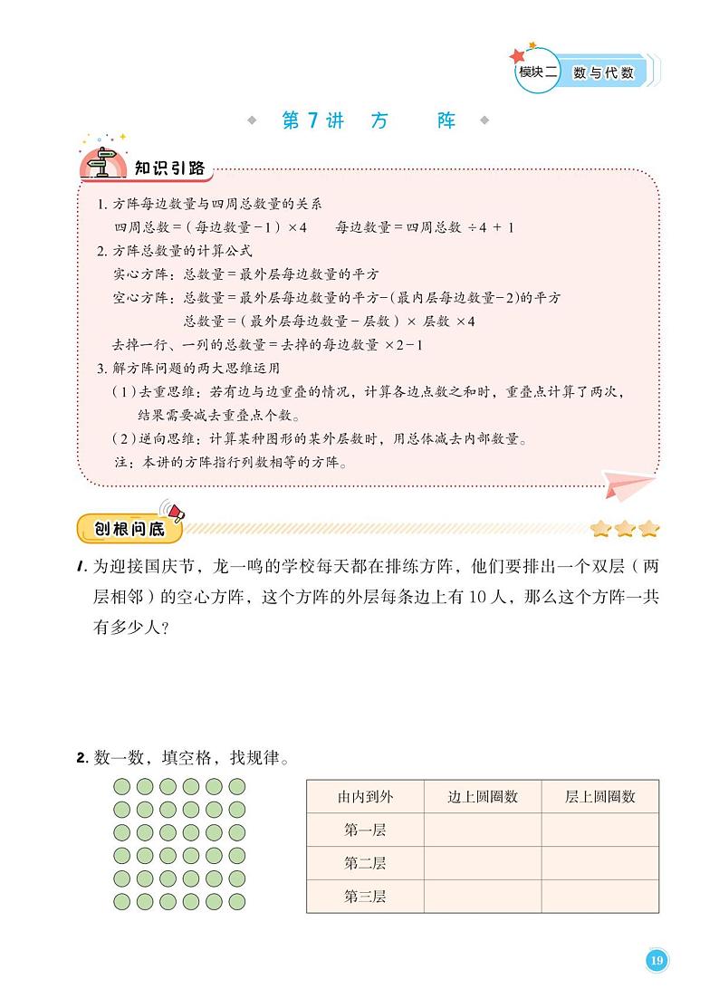 第7讲 方阵学案--小学三年级上册11月数学第1页