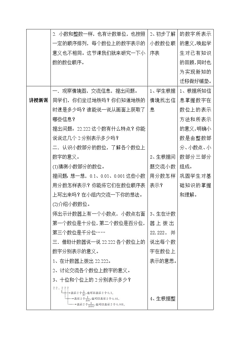 【核心素养】北师大版小学数学四年级下册 第一单元《小数的意义(三)》教案第2页