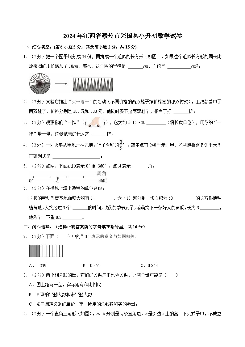 2024年江西省赣州市兴国县小升初数学试卷