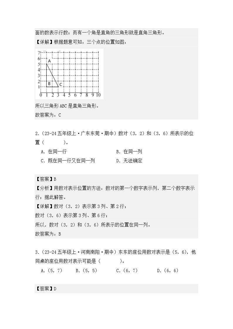 期中复习专题02、位置(知识梳理+真题训练)(解析版)-2024-2025学年五年级数学上册人教版第2页