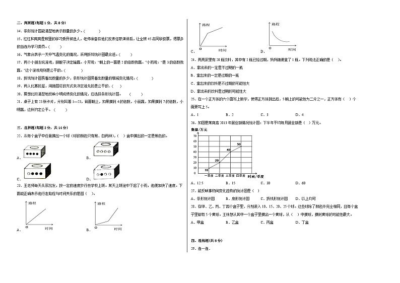 北京版小学数学五年级下册单元分层训练第二单元折线统计图与可能性(A卷:夯实基础)(含答案)02