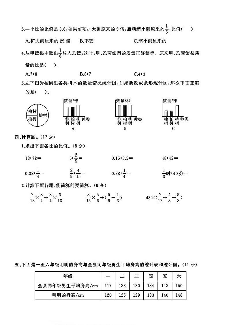 安徽省六安市裕安区多校2024-2025学年六年级上学期第二次月考数学试卷02