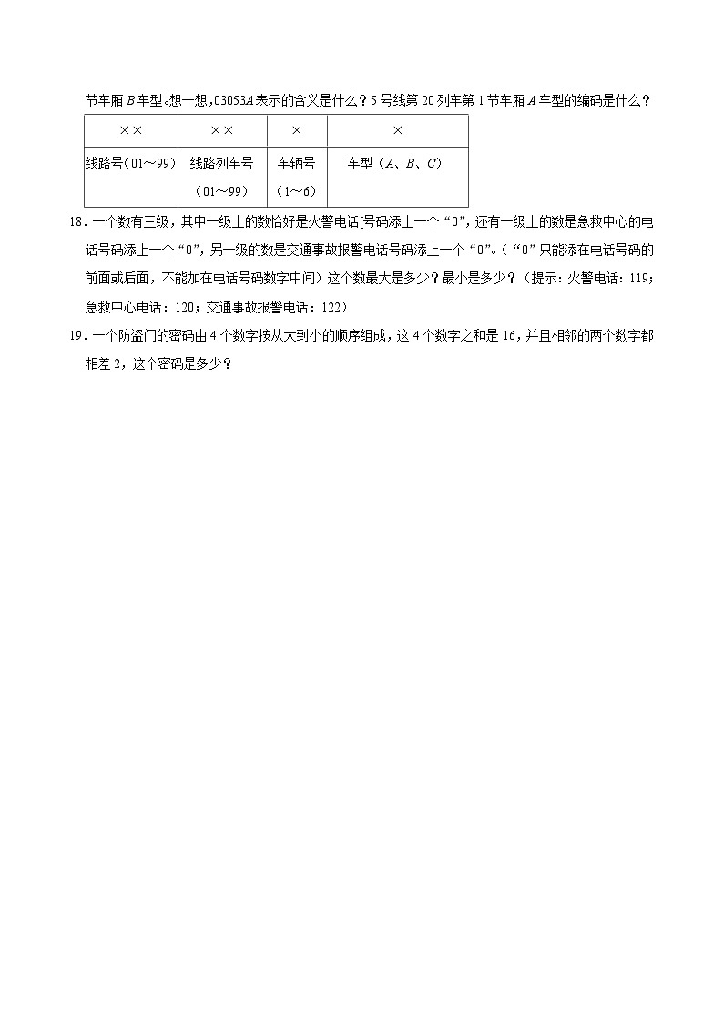 数字编码(单元测试)-2024-2025学年三年级上册数学期末复习 人教版第3页