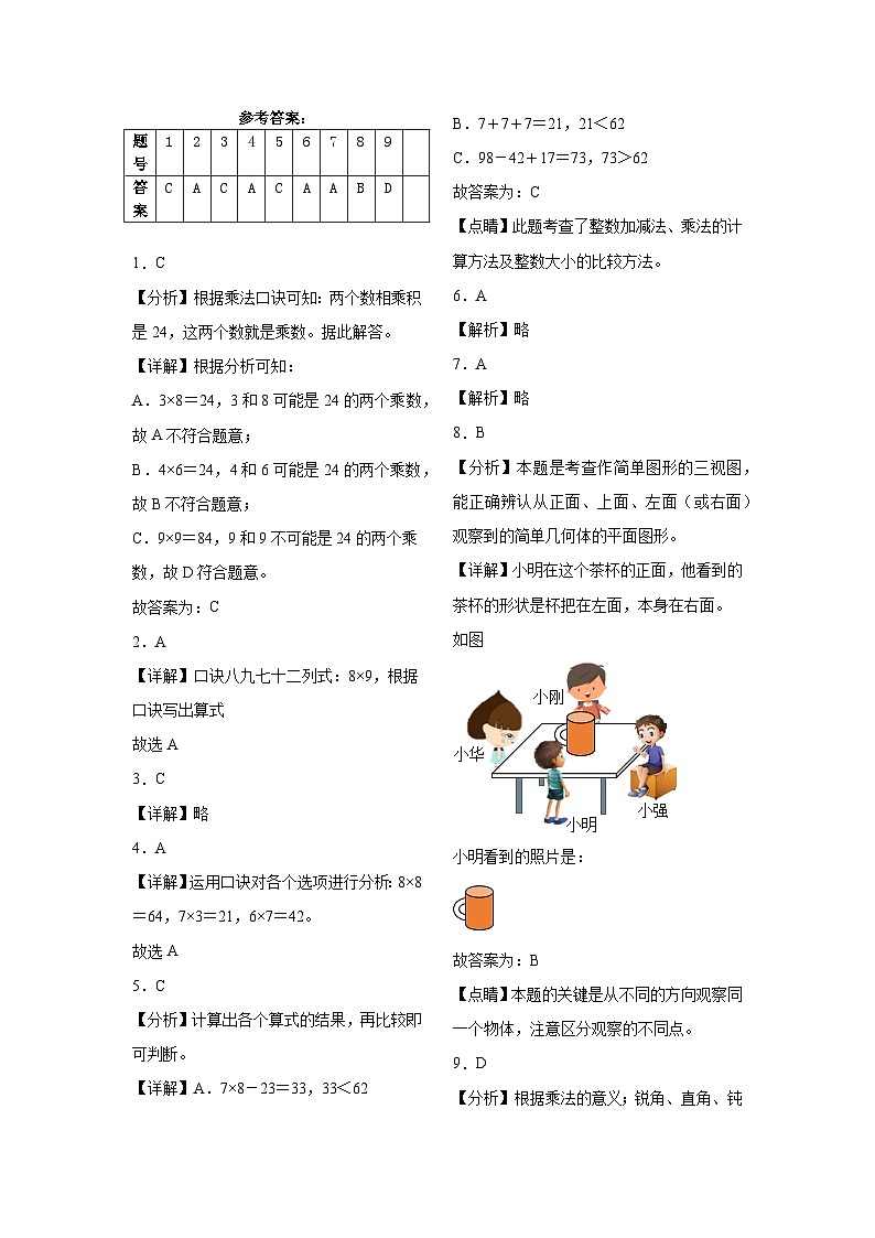 第5至7单元月考检测(试题)-2024-2025学年二年级上册数学人教版第3页