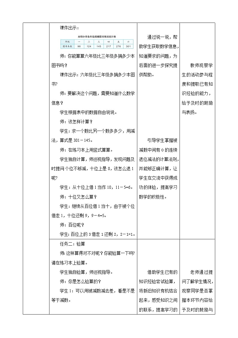 《三位数减三位数及验算》教学设计第2页