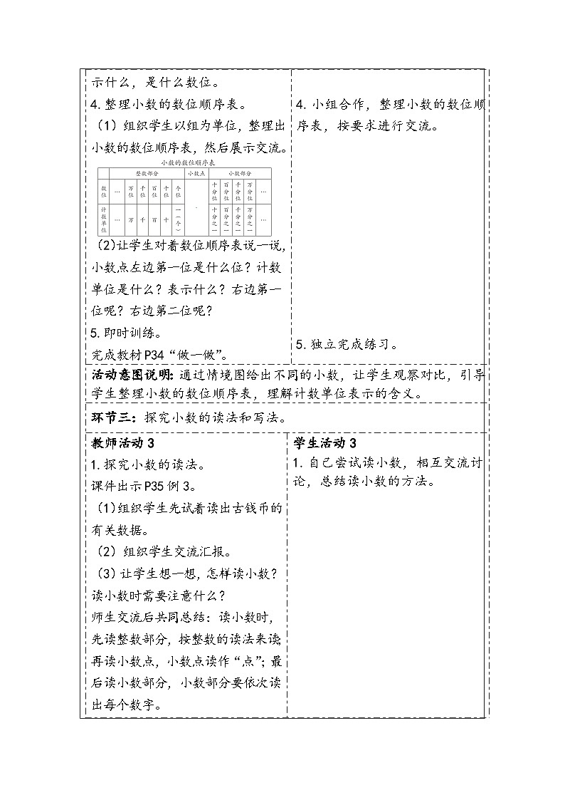 【核心素养】人教版数学四下4.2《小数的读法和写法》教案第3页