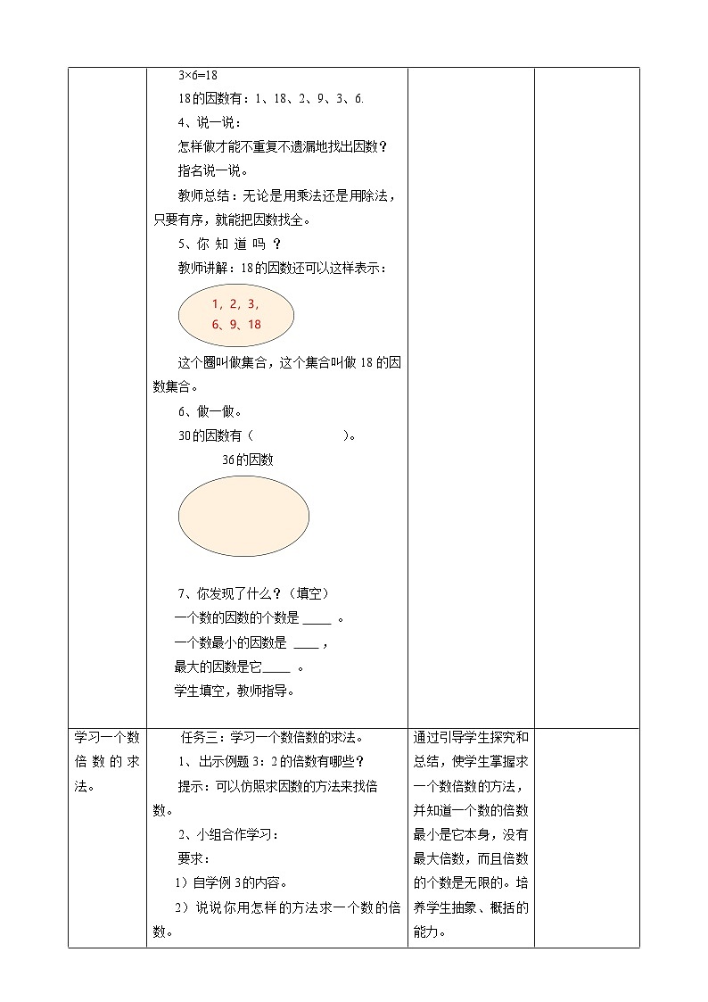 人教版五下2.2《因数和倍数的求法》教案第3页