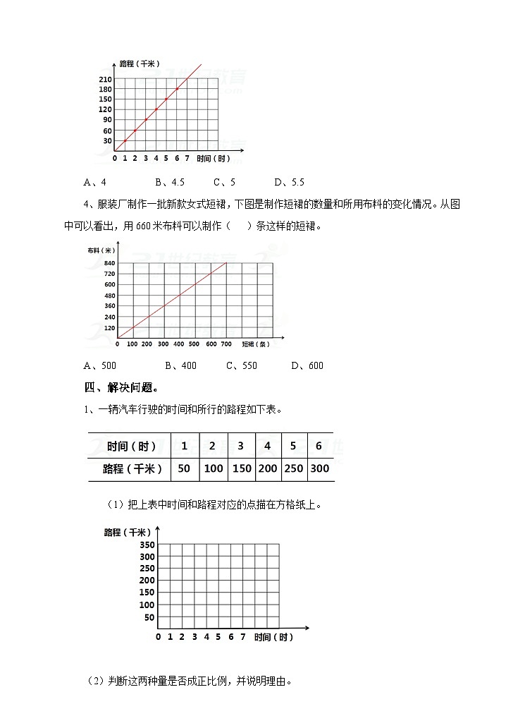 第二课 正比例的图像(练习)第2页