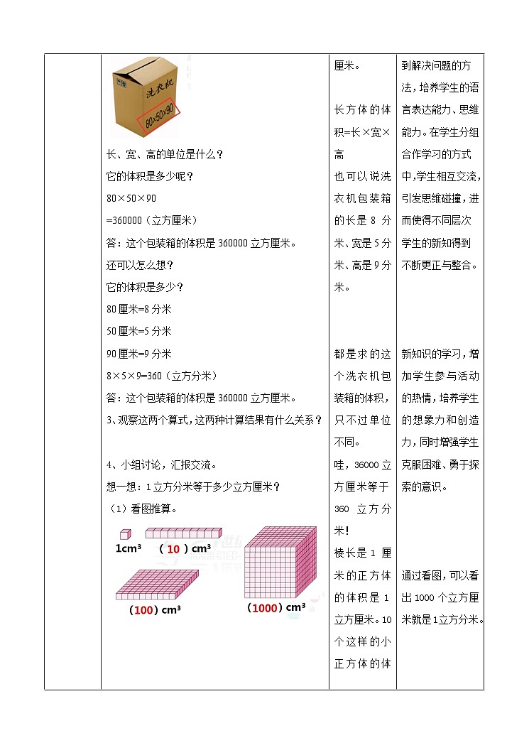 冀教版数学五年级下册5.4《体积单位之间的进率》(教案)第2页