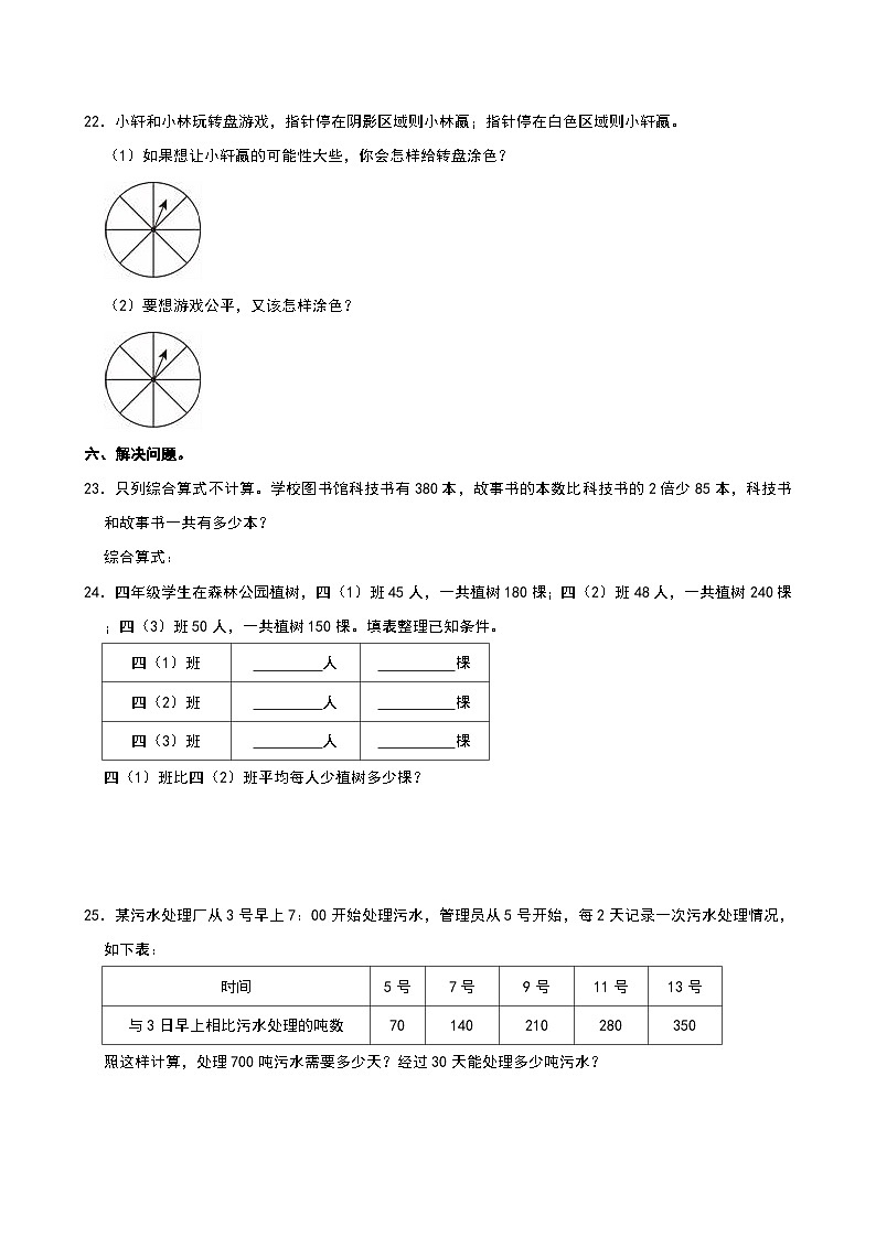 2024-2025學(xué)年海南省?？谑忻捞m區(qū)第三十一小學(xué)四年級(jí)（上）月考數(shù)學(xué)試卷（四）第3頁(yè)