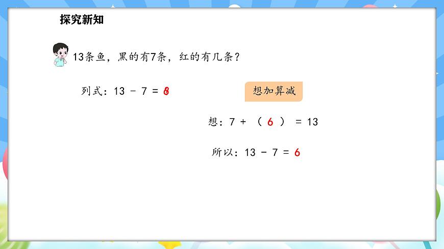人教版(2024)數(shù)學(xué)一年級下冊--2.3 十幾減7、6（課件）第7頁