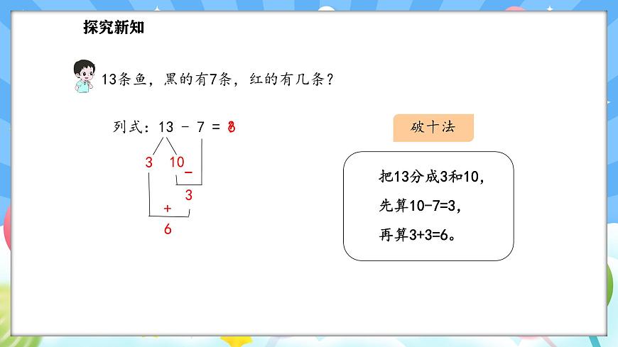 人教版(2024)數(shù)學(xué)一年級下冊--2.3 十幾減7、6（課件）第8頁