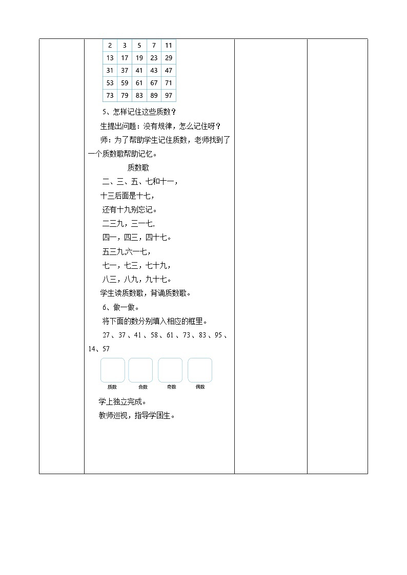 人教版五下2.5《质数与合数》教案第3页