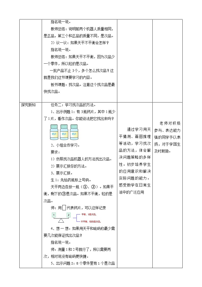 人教版五下8 数学广角《找次品》教案第2页