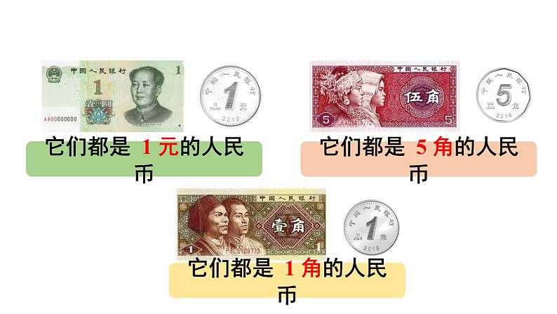 小学数学新人教版一年级下册 欢乐购物街第1课时 认识人民币教学课件2025春第7页