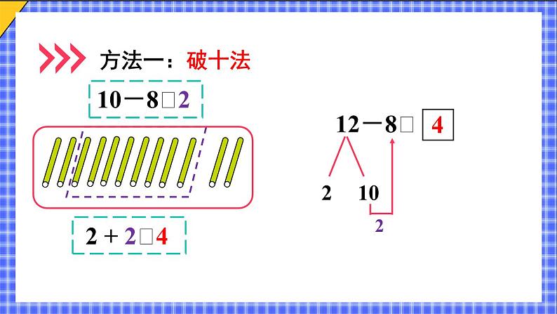 二 20以内的退位减法 第3课时 十几减8课件2024-2025人教版一年级数学下册第8页
