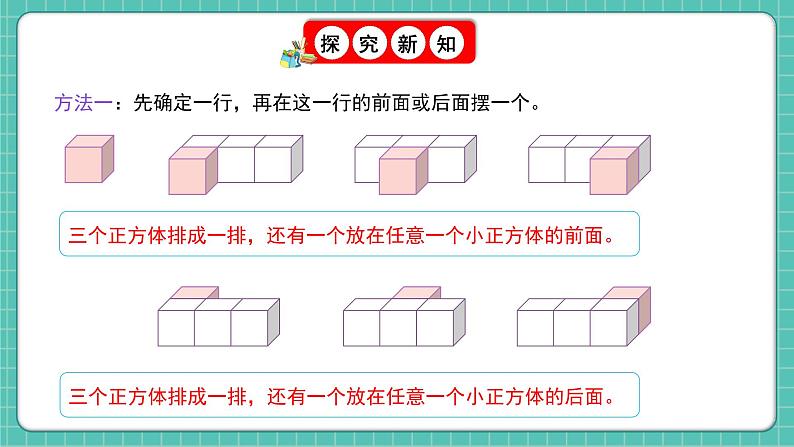 人教版小学数学五年级下册第一单元第一课时《从同一个方向观察形状图摆立体图形》课件第8页