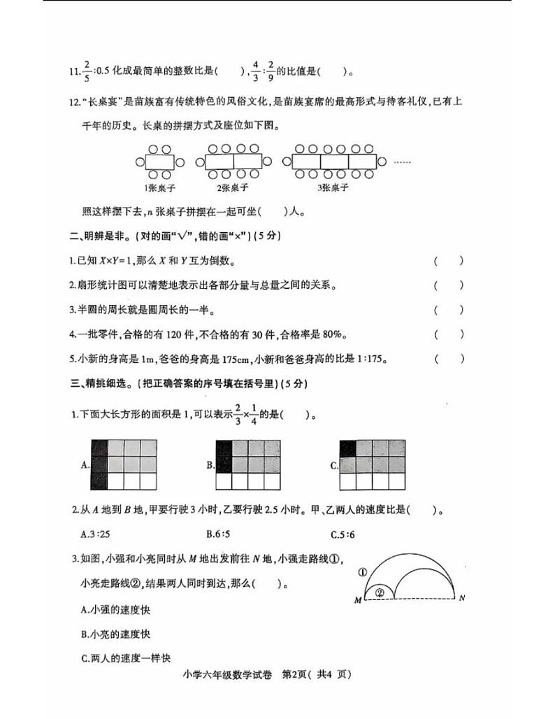 湖北省随州市随县2024-2025学年六年级上学期期末考试数学试题第2页