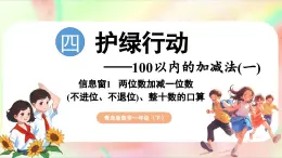 第4单元  护绿行动——100以内的加减法（一）信息窗1 两位数加减一位数（不进位不退位）和整十数（课件）-2024-2025学年青岛版（2024）一年级数学下册