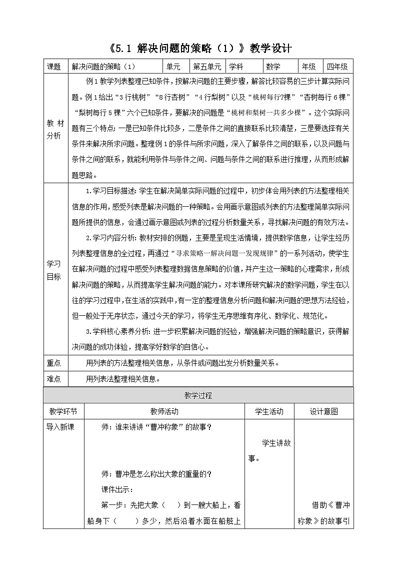 《5.1 解决问题的策略(1)》教学设计第1页