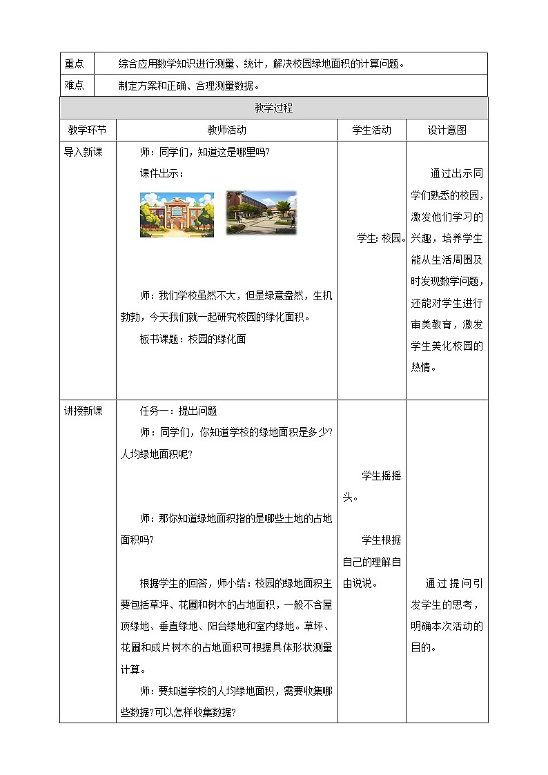 《2.8 校园绿地面积》教学设计第2页