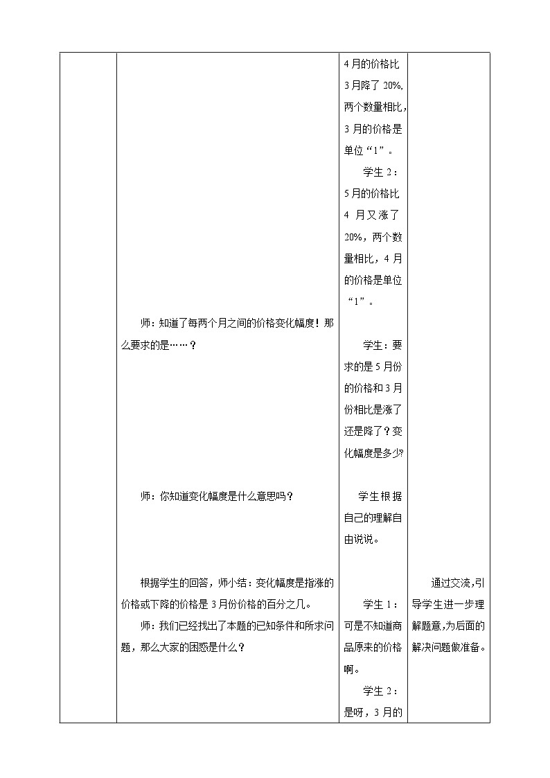 《6.6 用百分数知识解决有关变化幅度的问题》教学设计第3页