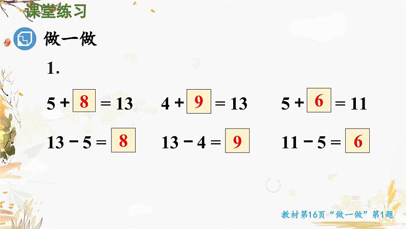 人教版(2024)数学一年级下册 第2单元 第4课时 十几减5、4、3、2 PPT课件第8页