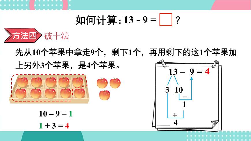蘇教版（2024）數(shù)學(xué)一年級下冊 第1單元  第2課時 十幾減9  PPT課件第8頁