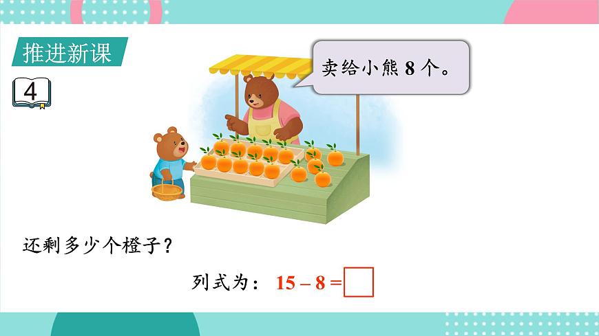 蘇教版（2024）數學一年級下冊 第1單元  第5課時 十幾減8、7  PPT課件第3頁