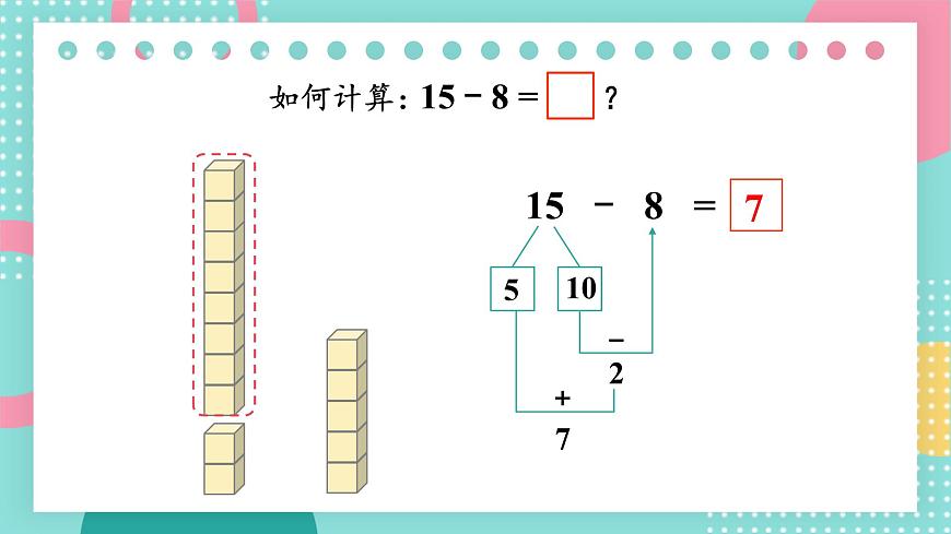 蘇教版（2024）數學一年級下冊 第1單元  第5課時 十幾減8、7  PPT課件第7頁