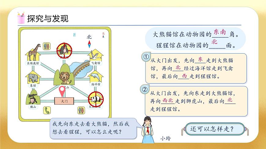 【備課無憂】人教版三下-1.3 描述簡單的行走路線（教學(xué)課件）第8頁