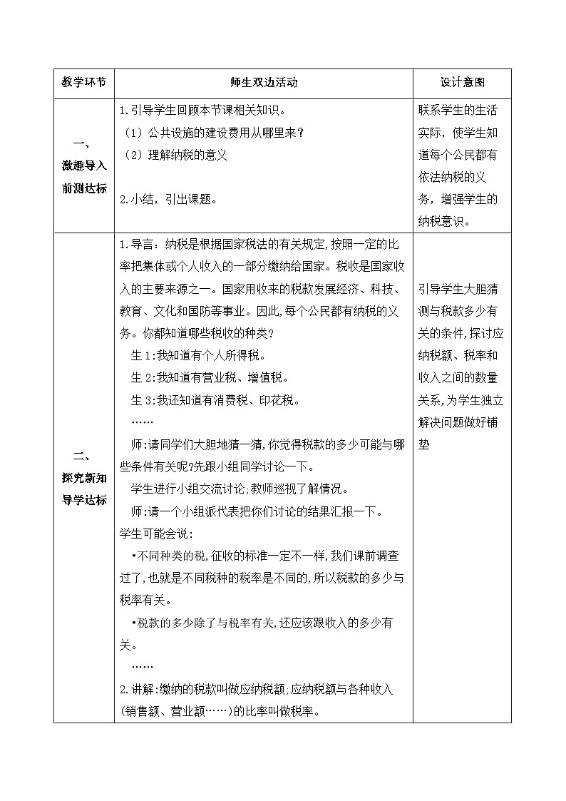 【备课无忧】人教版六年级下册-2.3 税率(教学设计含反思)第2页