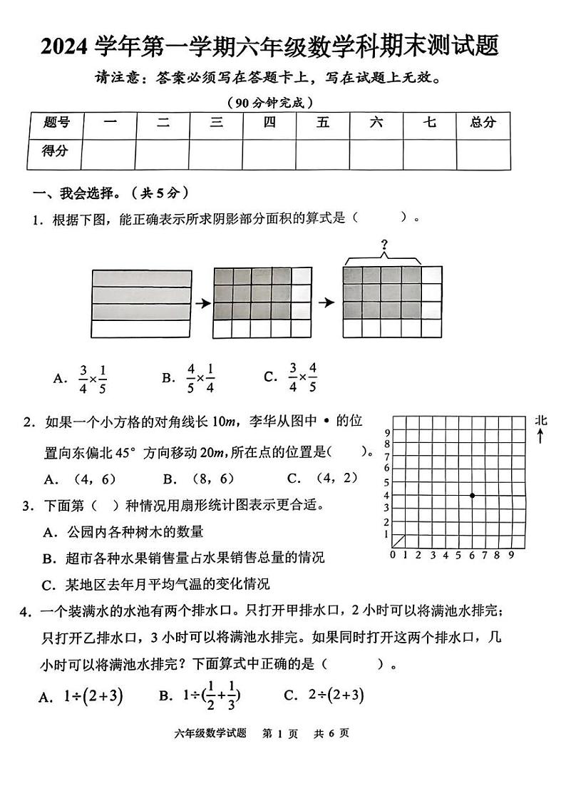 广东省广州市番禺区2024-2025学年六年级上学期期末测试数学试题第1页