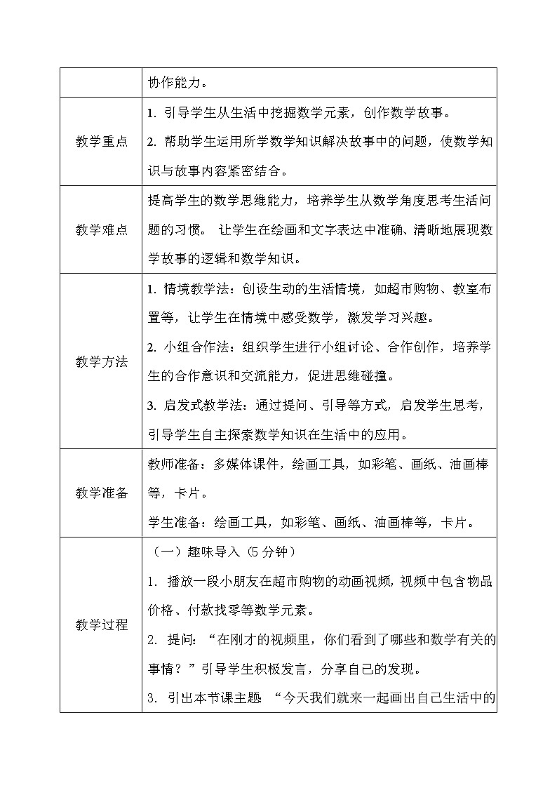 北師大版一年級下冊數(shù)學(xué)綜合實踐2《畫出我的數(shù)學(xué)故事》第3頁