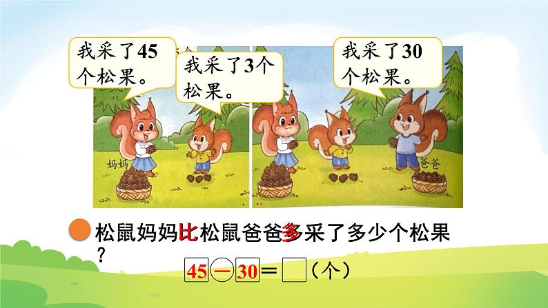 2025北师大版数学一年级下册第五单元100以内数加与减(一)第二课时采松果课件第7页
