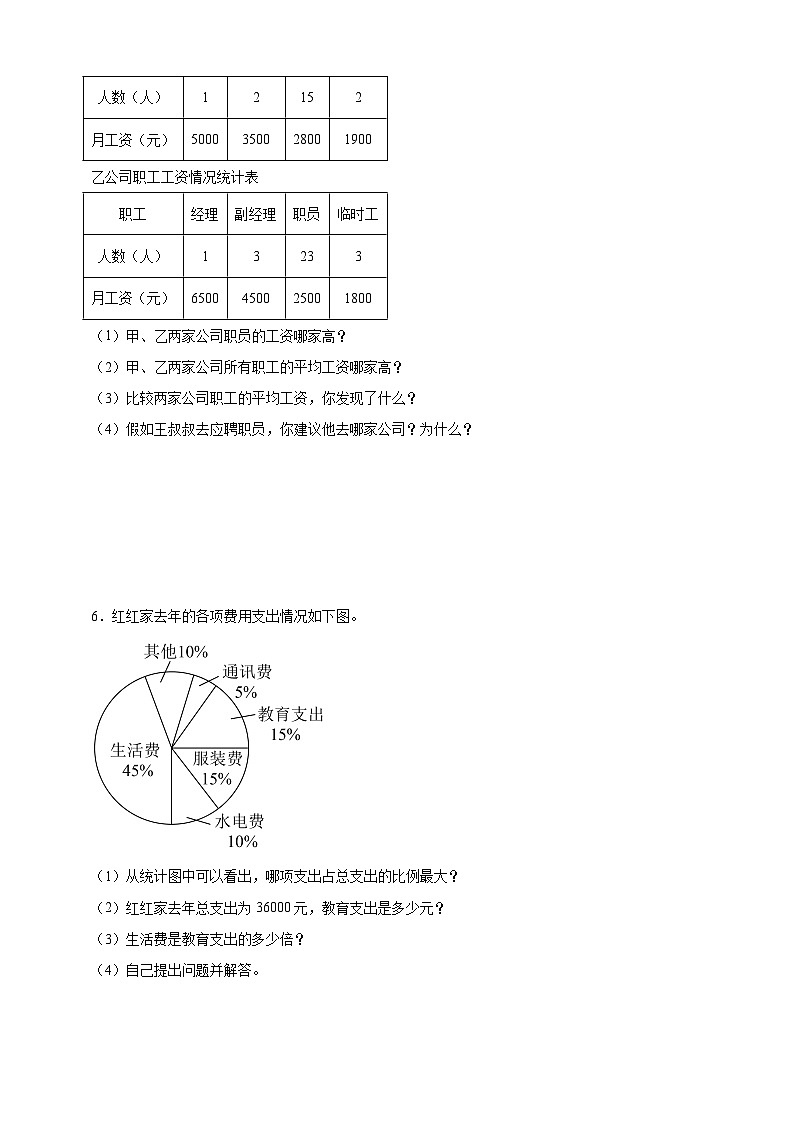 统计和概率(试题)2025年小升初 数学应用题专项突破练第3页