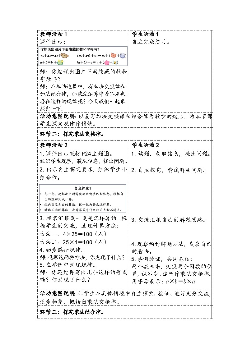 人教版(2024)四年级数学下册3.4乘法交换律和结合律教学设计第2页