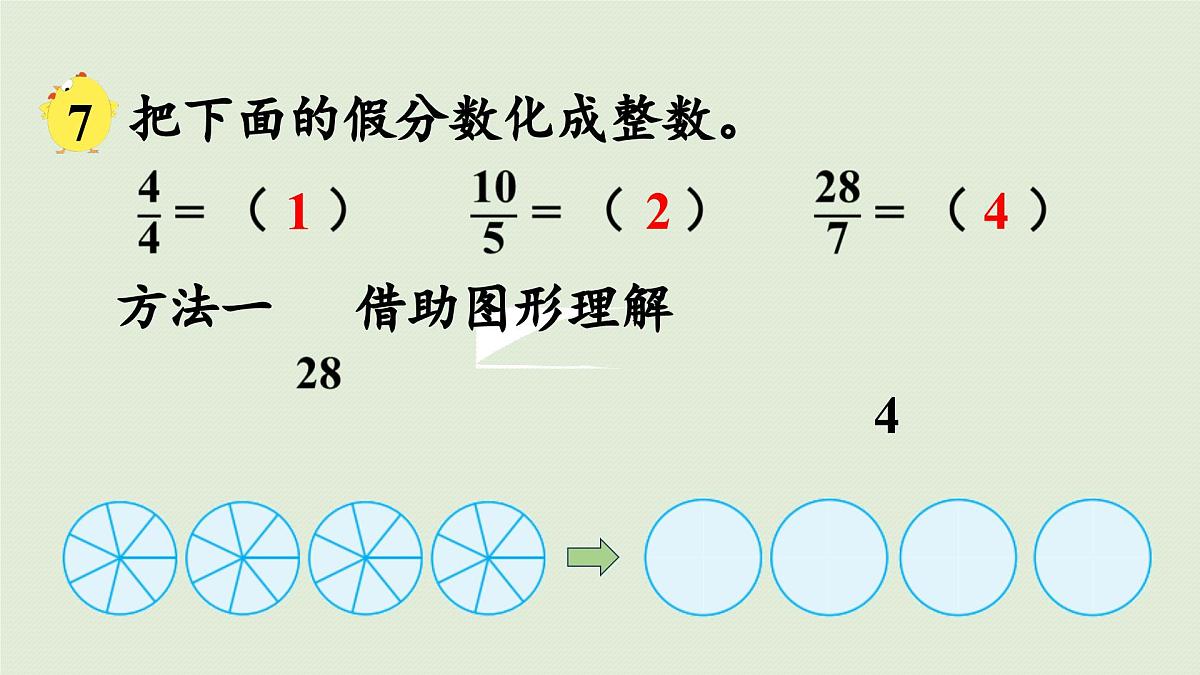 2025春苏教版数学五年级下册第四单元 第五课时 假分数化成整数或带分数课件第7页