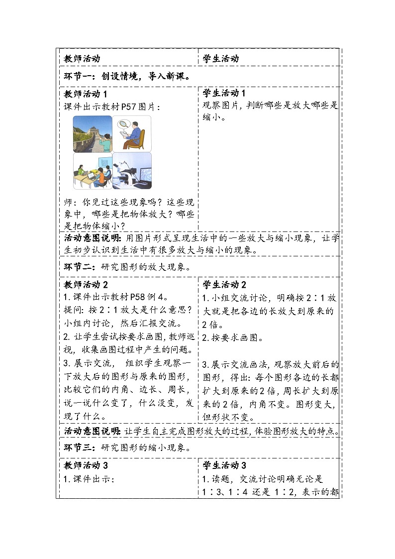 人教版(2024)六年級數(shù)學(xué)下冊第4單元第8課時圖形的放大與縮小教學(xué)設(shè)計第2頁