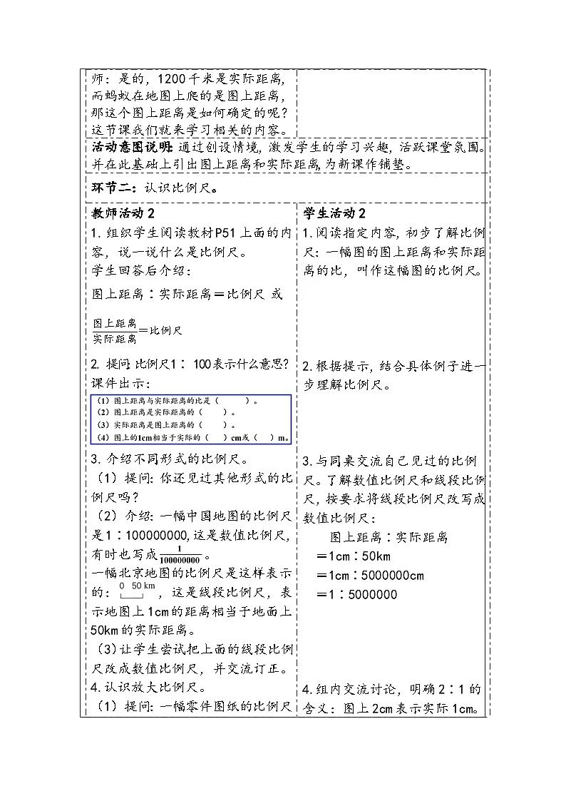 人教版(2024)六年级数学下册第4单元第6课时比例尺(1)教学设计第2页
