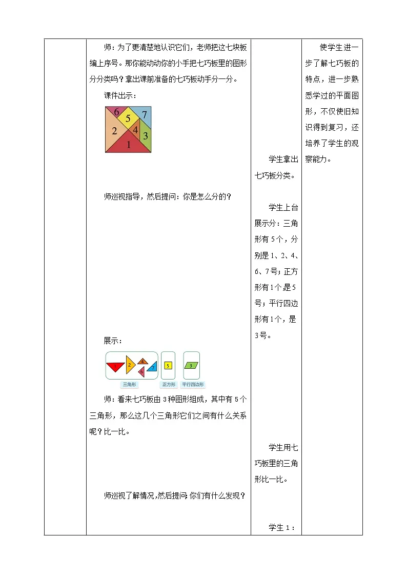西师大版新版一下2.6《神奇的七巧板》(教案)第3页