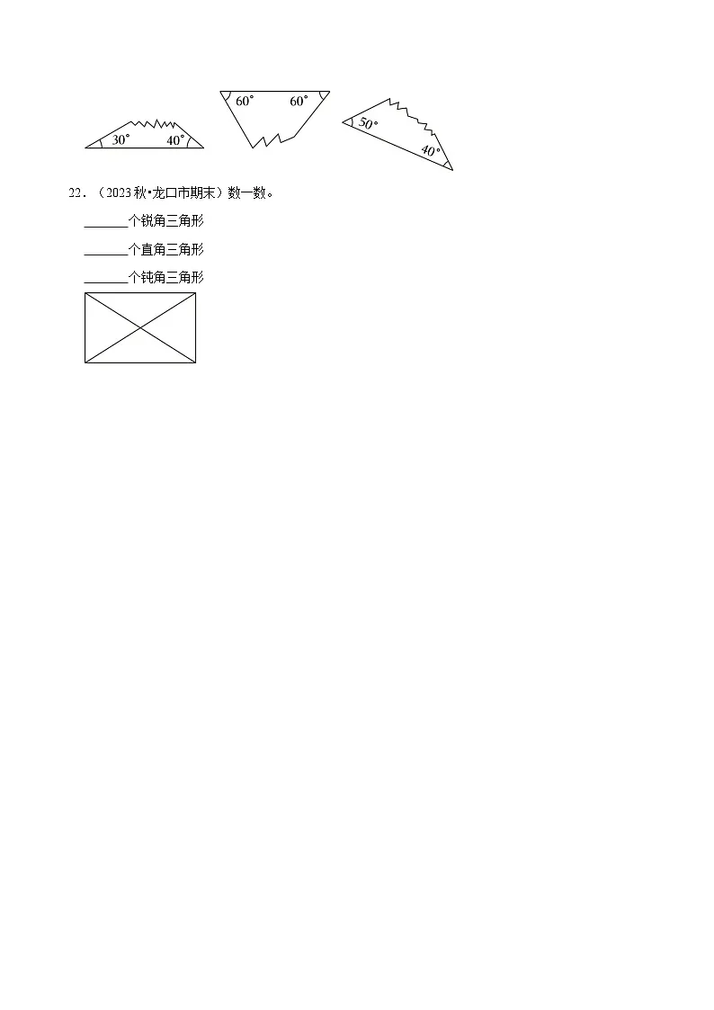 三角形的分类(期中专练)(含解析)-2024-2025学年四年级数学下册 人教版第3页