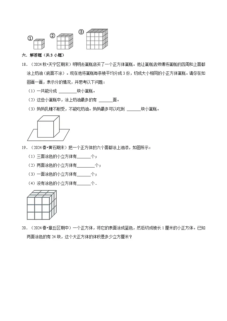 染色问题(专项练习)(含解析)-2024-2025学年五年级数学下册 人教版第3页