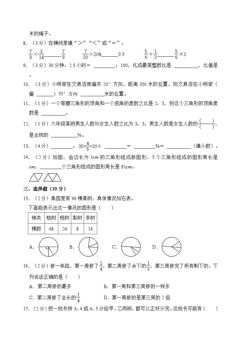 2024-2025学年湖南省长沙市芙蓉区六年级(上)期末数学试卷第2页